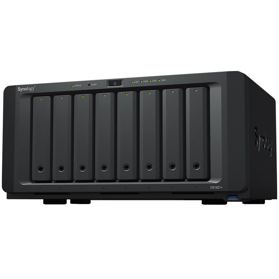 210217150011163928.jpg Synology DiskStation DS1821+, Tower, 8-Bay 3.5'' SATA HDD/SSD, 2 x M.2 2280 NVMe SSD, CPU AMD Ryzen Quad-core 2.2 GHz, 4 GB DDR4 ECC SODIMM, 4 x RJ-45 1GbE LAN, 4 x USB 3.2 Gen 1, 2 x eSATA (expandable to 15 with 2x DX517), 1 x PCIe Gen3 x8, 6kg,3y w - Slika 1