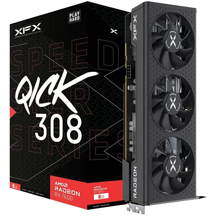 230606160026535578.jpg XFX SPEEDSTER QICK308 RADEON RX7600 BLACK Gaming Graphics Card with8GB GDDR6 HDMI 3xDP, AMD RDNA™ 2 - Slika 1