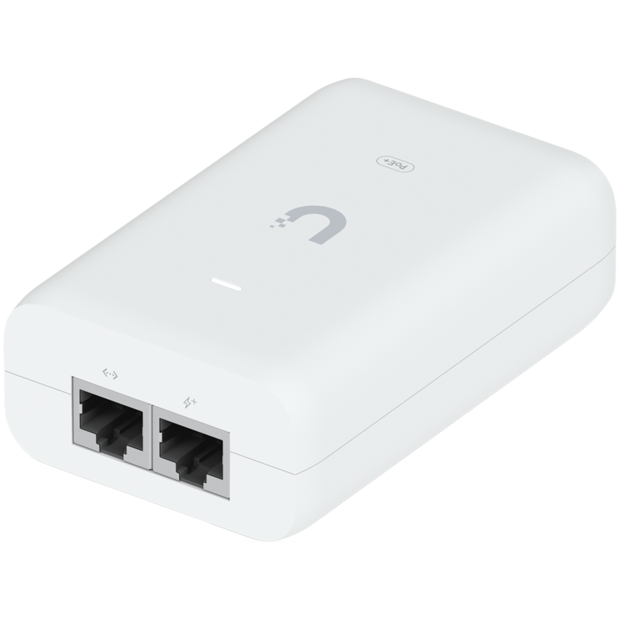 240329150011911653.jpg UBIQUITI PoE+ Adapter; Delivers up to 30W of PoE+; Additional power drives devices such as U6 LR, U6 Enterprise, Camera DSLR, and other PoE+ devices; Surge, peak pulse, and overcurrent protection; Contains RJ45 data input, AC cable with earth ground, and PoE+ output; LED indicator for status monitoring. - Slika 1