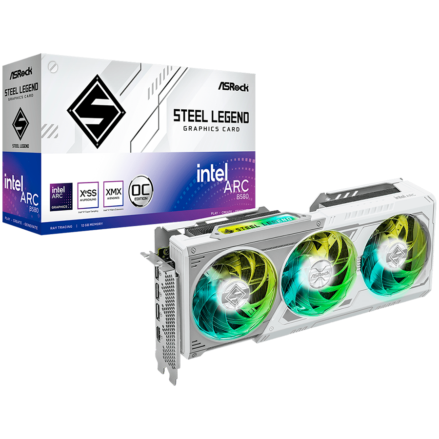 250120170018146875.jpg ASROCK Intel Arc B580 Steel Legend OC 12GB GDDR6 192-bit HDMI 3x DP - Slika 1