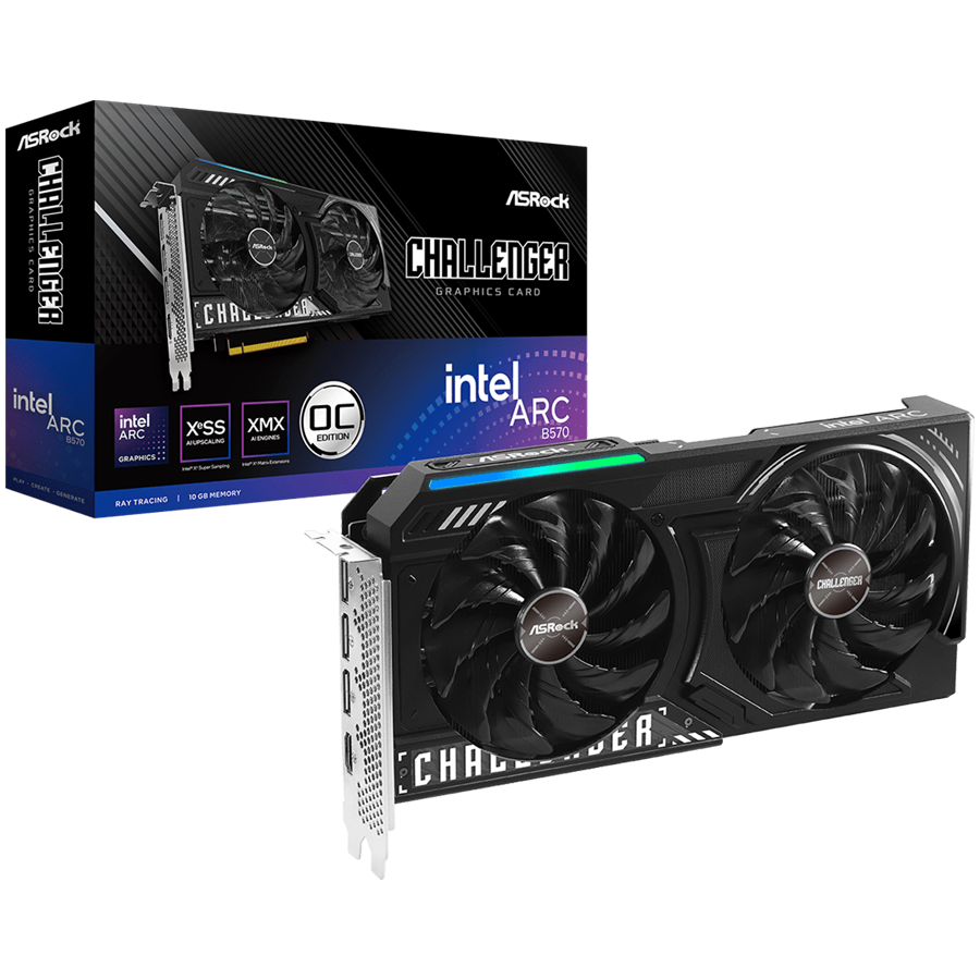 250128170013777951.jpg ASROCK Intel Arc B570 Challenger OC 10GB GDDR6 160-bit HDMI 3x DP - Slika 1