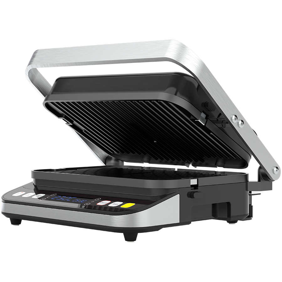 250207080010034035.jpg AENO ''Electric Grill EG1: 2000W, 3 heating modes - Upper Grill, Lower Grill, Both Grills Defrost, Max opening angle -180°, Temperature regulation, Timer, Removable double-sided plates, Plate size 320*220mm'' - Slika 1