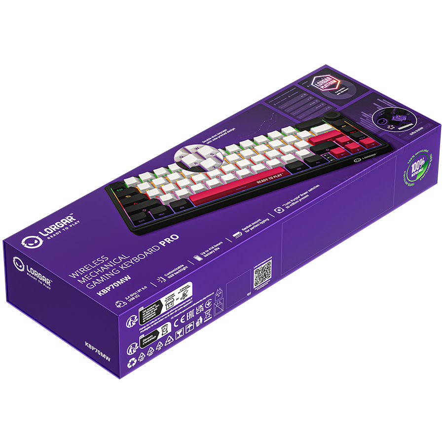 250319084001237173.jpg LORGAR KBP70MW, Wireless 65% Mechanical Gaming Keyboard Pro, Black/red, EN layout - Slika 10