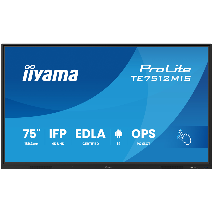 75" iiWare13E , Android 14, 8/128GB, 40-Points PureTouch IR with Zero Gap - Air bonding, 3840x2160, UHD VA panel, Fan-less, Speakers 2x 20W front, VGA, HDMI 2x HDMI-out, 2x USB-C max 65W PD), Audio mini-jack and Optical Out (S/PDIF), USB Touch Interf