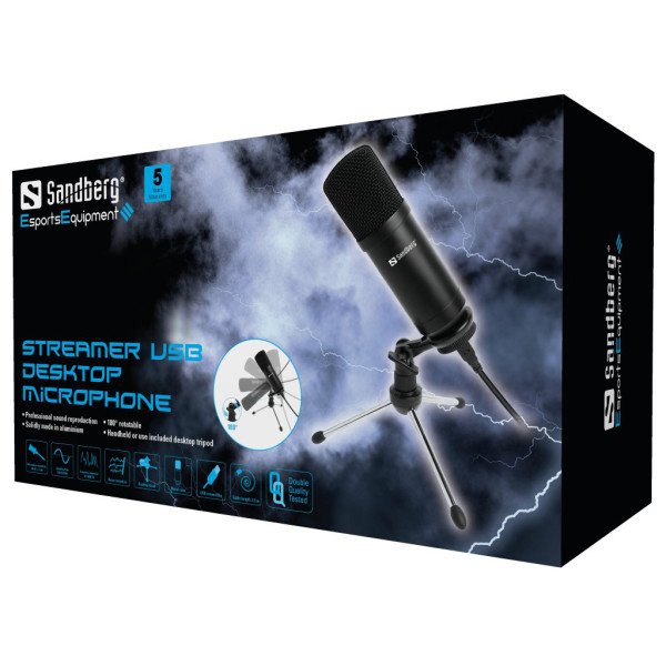 17857.jpg Stoni mikrofon Sandberg Streamer USB Desk sa tripodom 126-09 - Slika 2