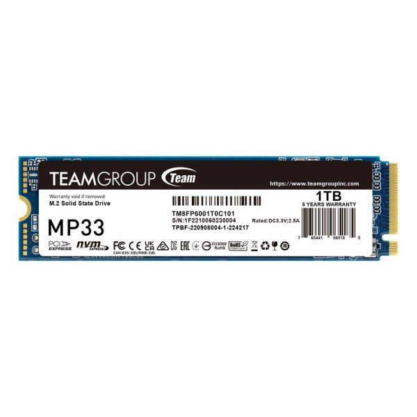 37018.jpg SSD M.2 NVMe TeamGroup 1TB MP33 Gen3x4 1800MBs/1500MBs TM8FP6001T0C101 - Slika 1