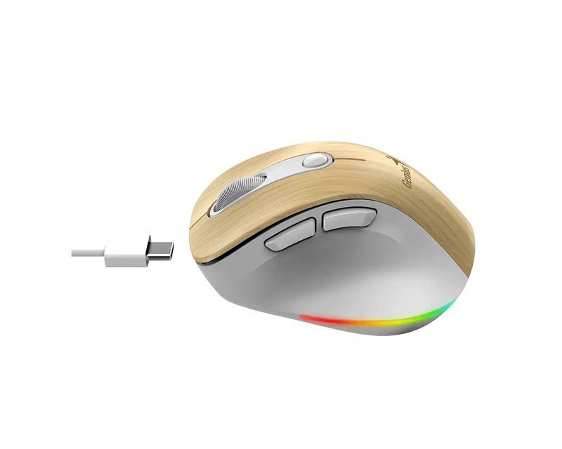 MIS02184_4.jpg Ergo 9000S Pro Pearl White USB Bežični Pine Wood miš - Slika 4