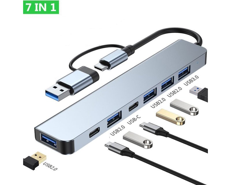 OST06971_v.jpg USB 3.0/3.1 tip C - HUB Superbrzi 5-port USB 3.0 + 2x Tip C - Slika 1