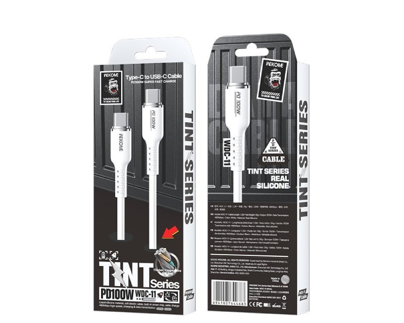 OST07224_1.jpg WDC-11 Kabl 3.1 USB tip C M/M 1.2m, za Super brzo punjenje 100W/480Mbps, Silicon Soft, beli - Slika 2